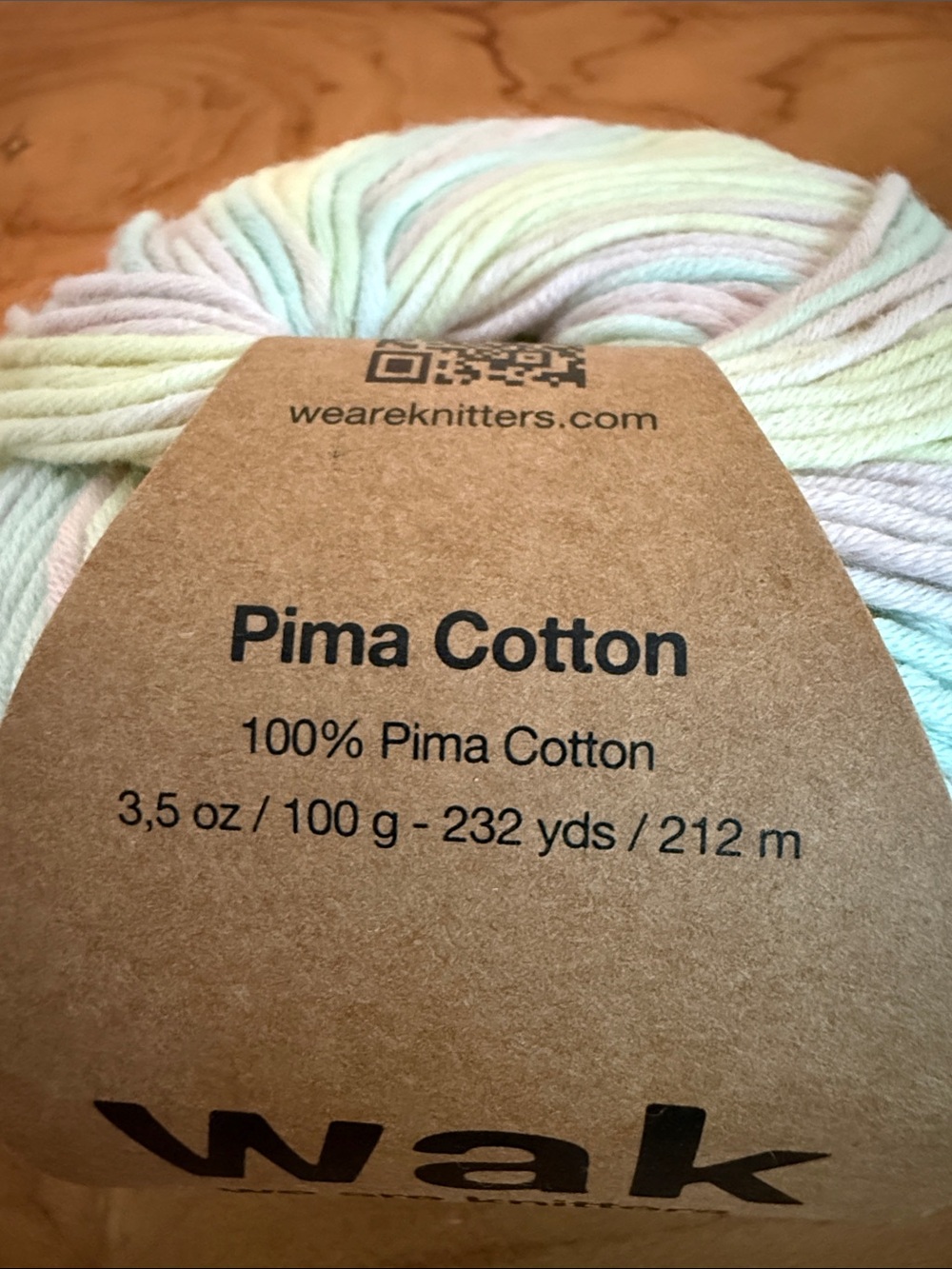 WAK We Are Knitters 100% Pima Cotton Yarn Marshmallow Lot 2 100g / 3.5 oz Skein - Picture 4 of 6